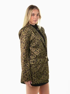 Blazer acetinado verde animal print