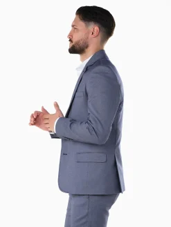 Blazer azul mesclado slim fit