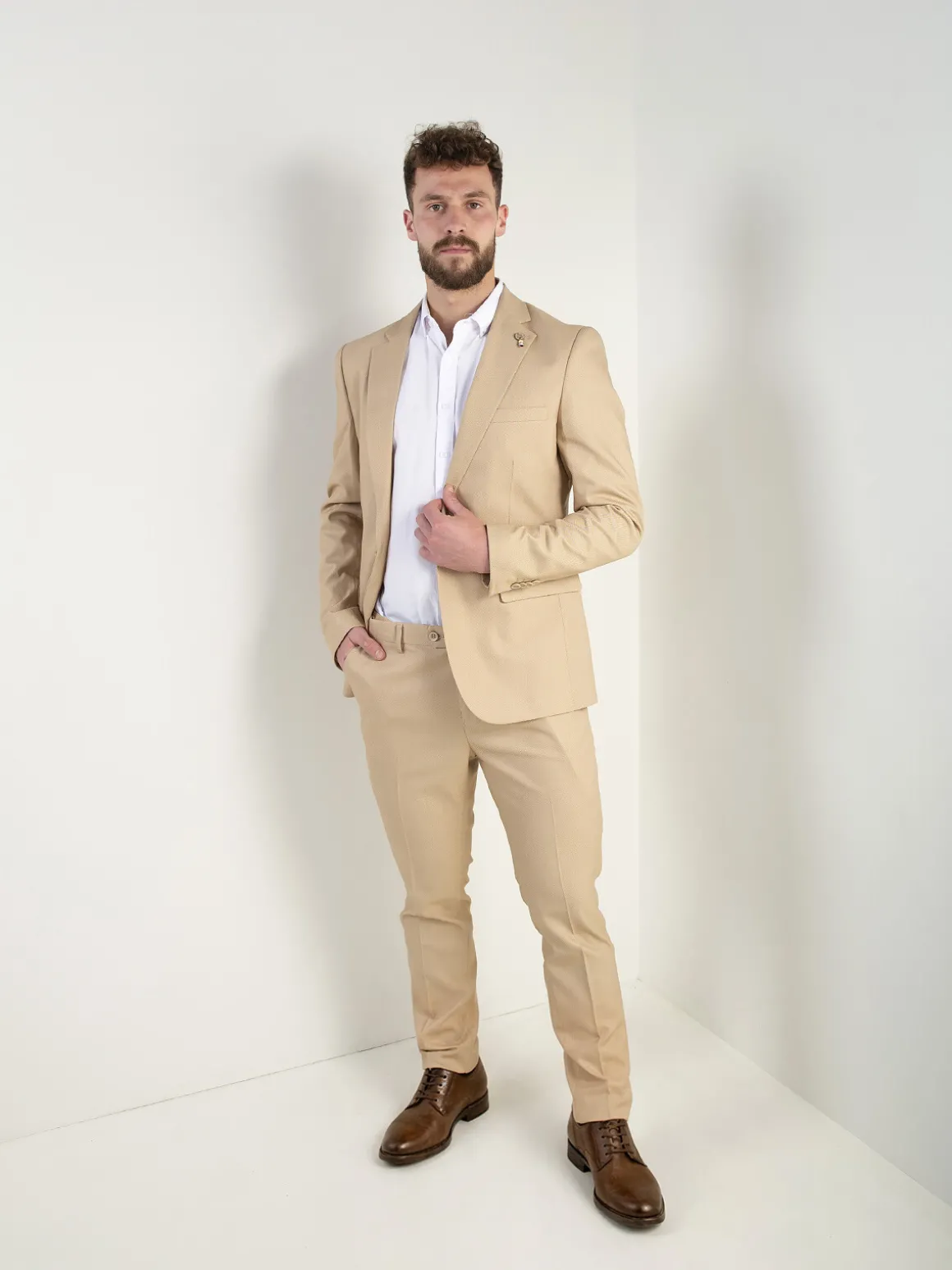 Blazer bege com micro padrão