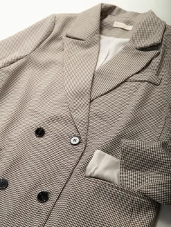 Blazer comprido bege pied-de-poule