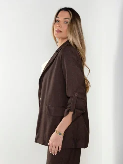 Blazer de alfaiataria com manga ajustável