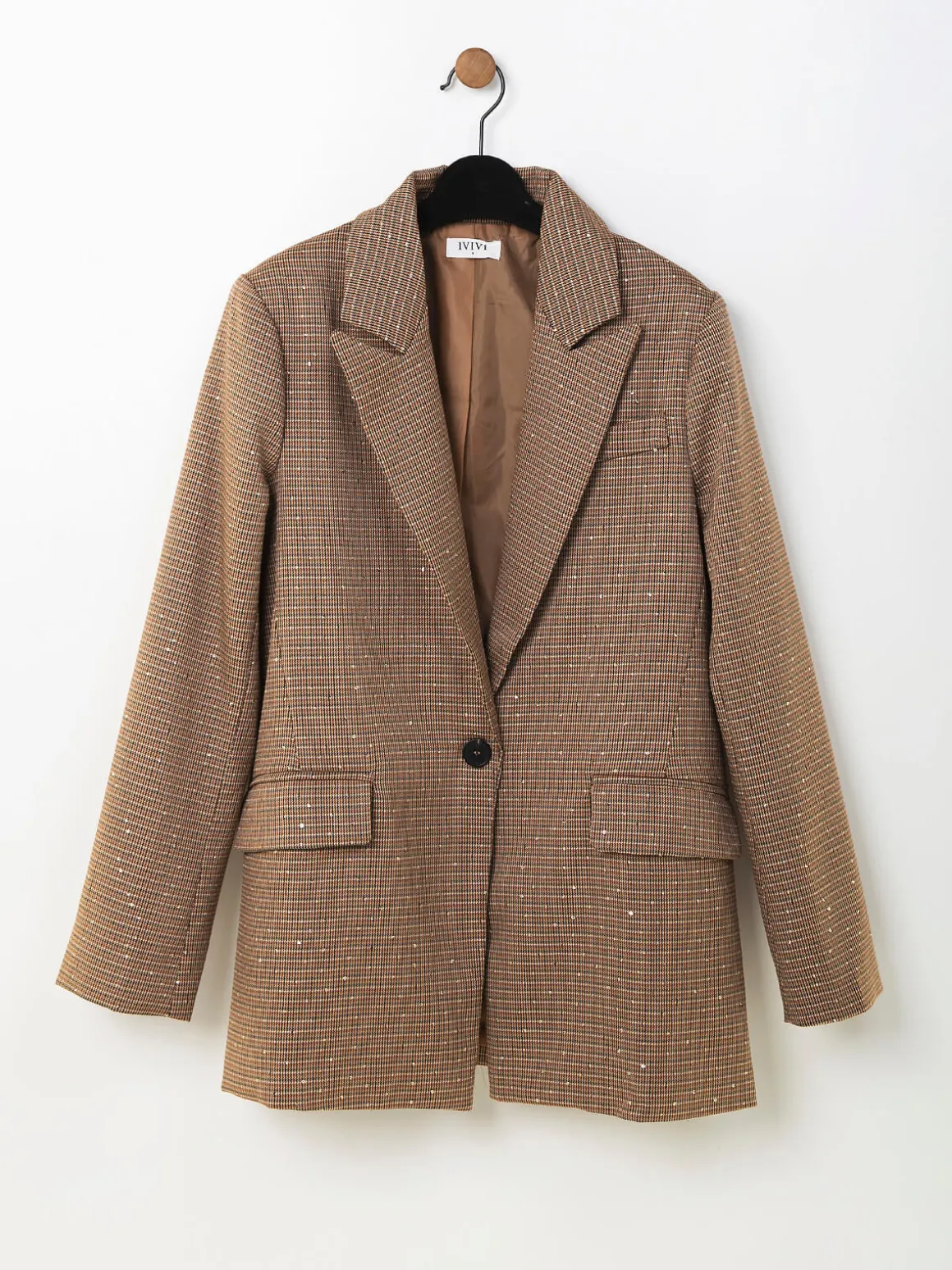 Blazer xadrez bege com brilho