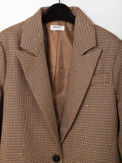 Blazer xadrez bege com brilho