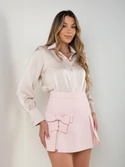 Blusa acetinada manga comprida