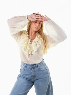 Blusa fluída em algodão e seda