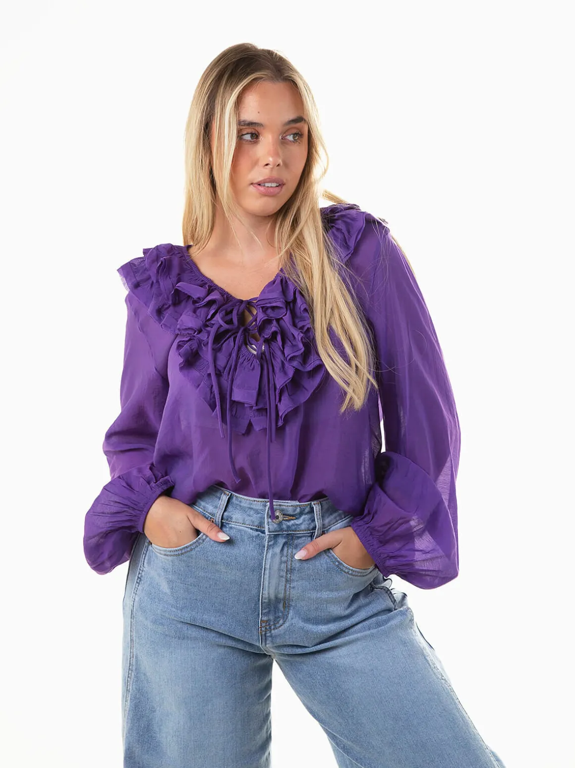 Blusa fluída em algodão e seda