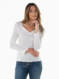 Blusa texturizada manga comprida
