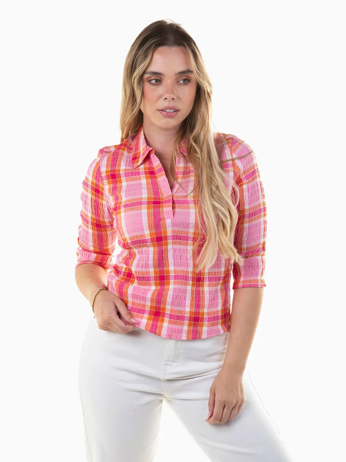 Blusa xadrez manga 3/4