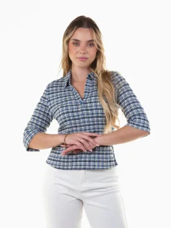 Blusa xadrez manga 3/4