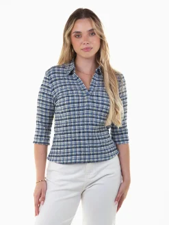 Blusa xadrez manga 3/4