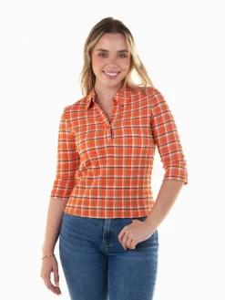 Blusa xadrez manga 3/4