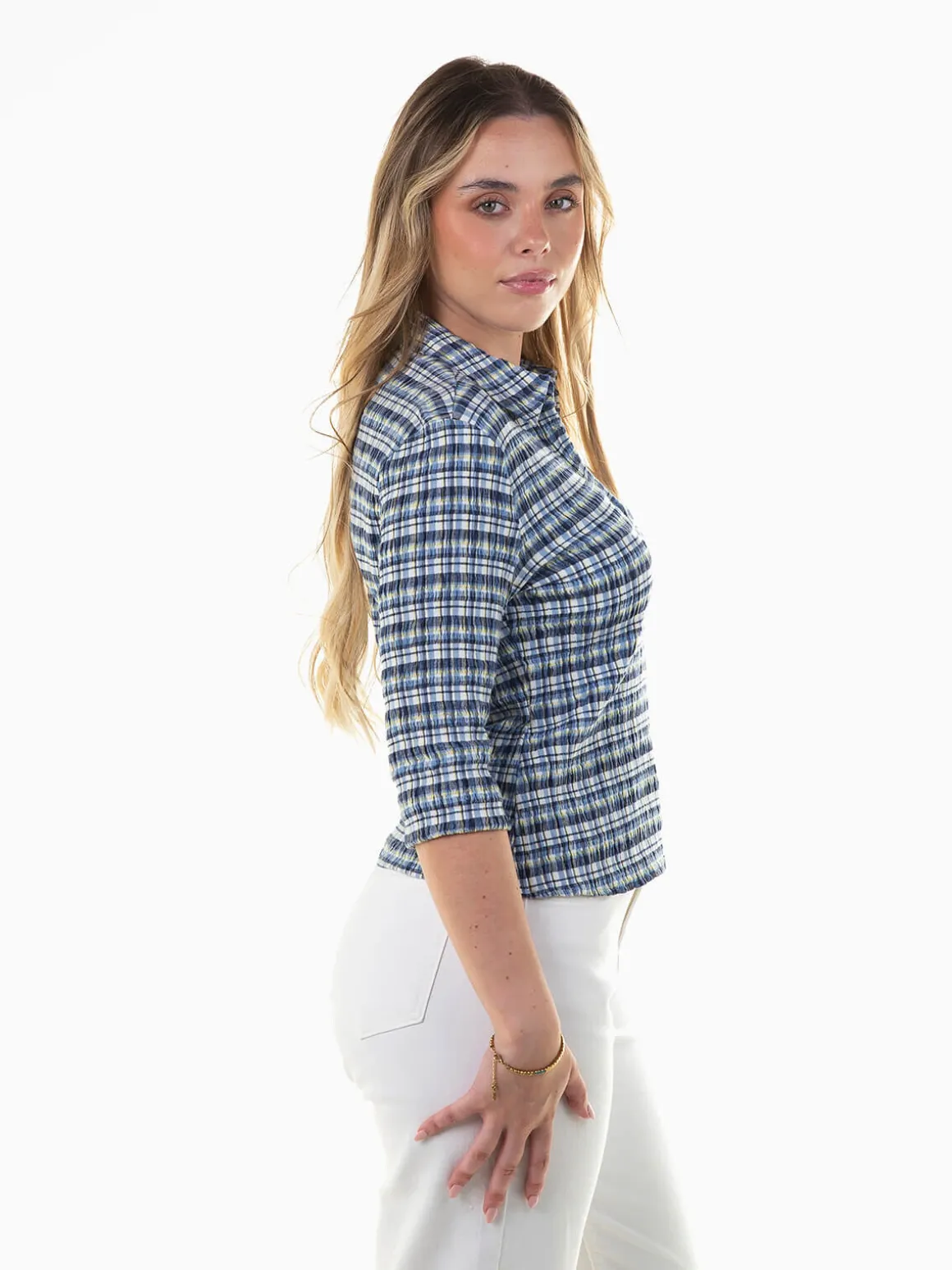 Blusa xadrez manga 3/4