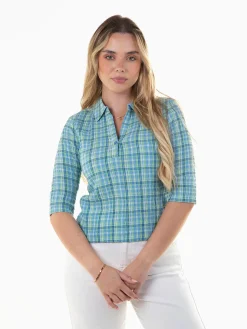 Blusa xadrez manga 3/4
