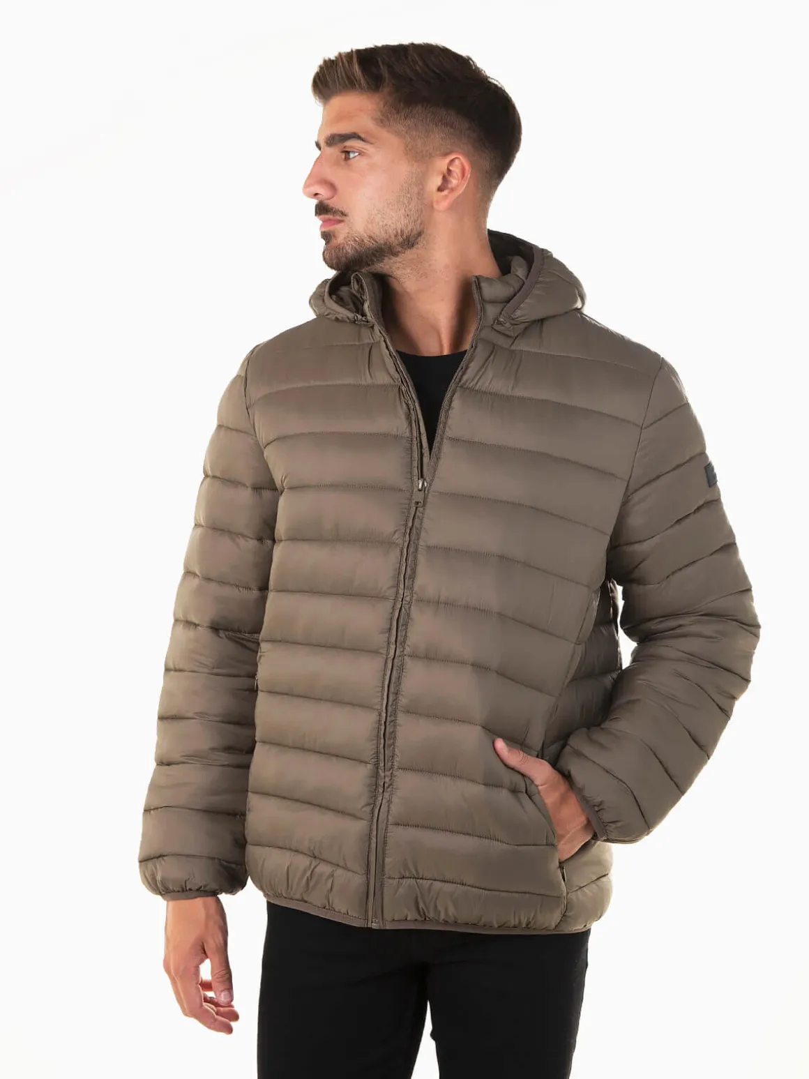 Blusão acolchoado com capuz removível