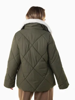 Blusão acolchoado gola de pelo removível