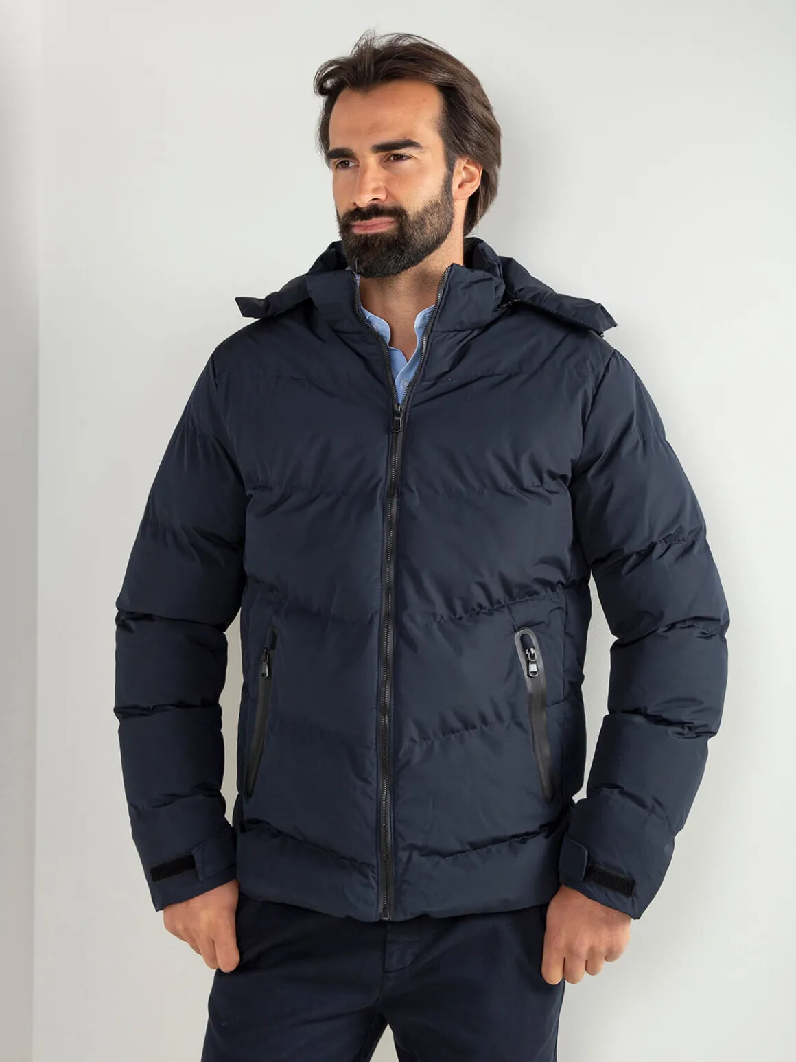 Blusão acolchoado impermeável capuz amovível