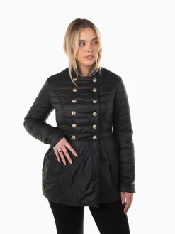 Blusão acolchoado leve com botões dourados