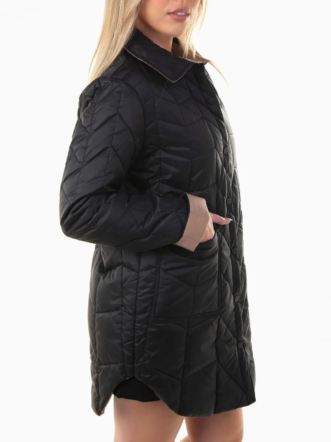 Blusão acolchoado reversível preto