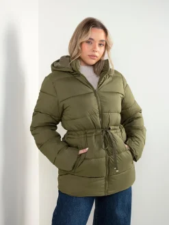 Blusão acolchoado verde tropa com capuz