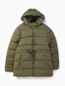 Blusão acolchoado verde tropa com capuz