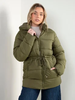 Blusão acolchoado verde tropa com capuz