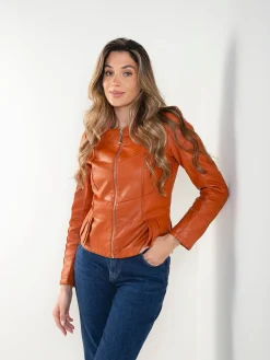 Blusão biker com folhos