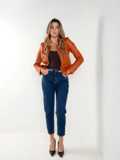 Blusão biker com folhos