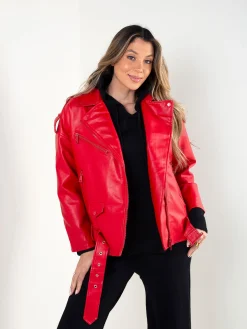 Blusão biker efeito pele