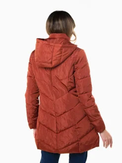 Blusão comprido acolchoado capuz removível