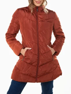 Blusão comprido acolchoado capuz removível