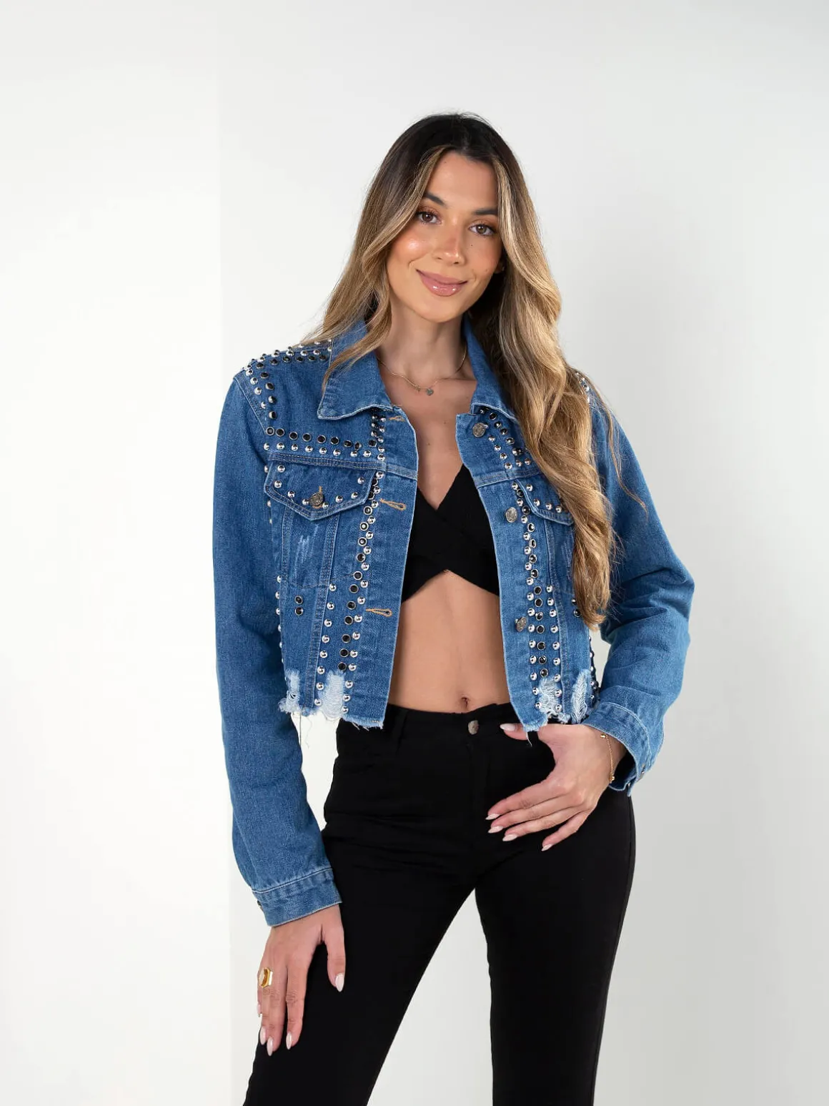 Blusão ganga com tachas