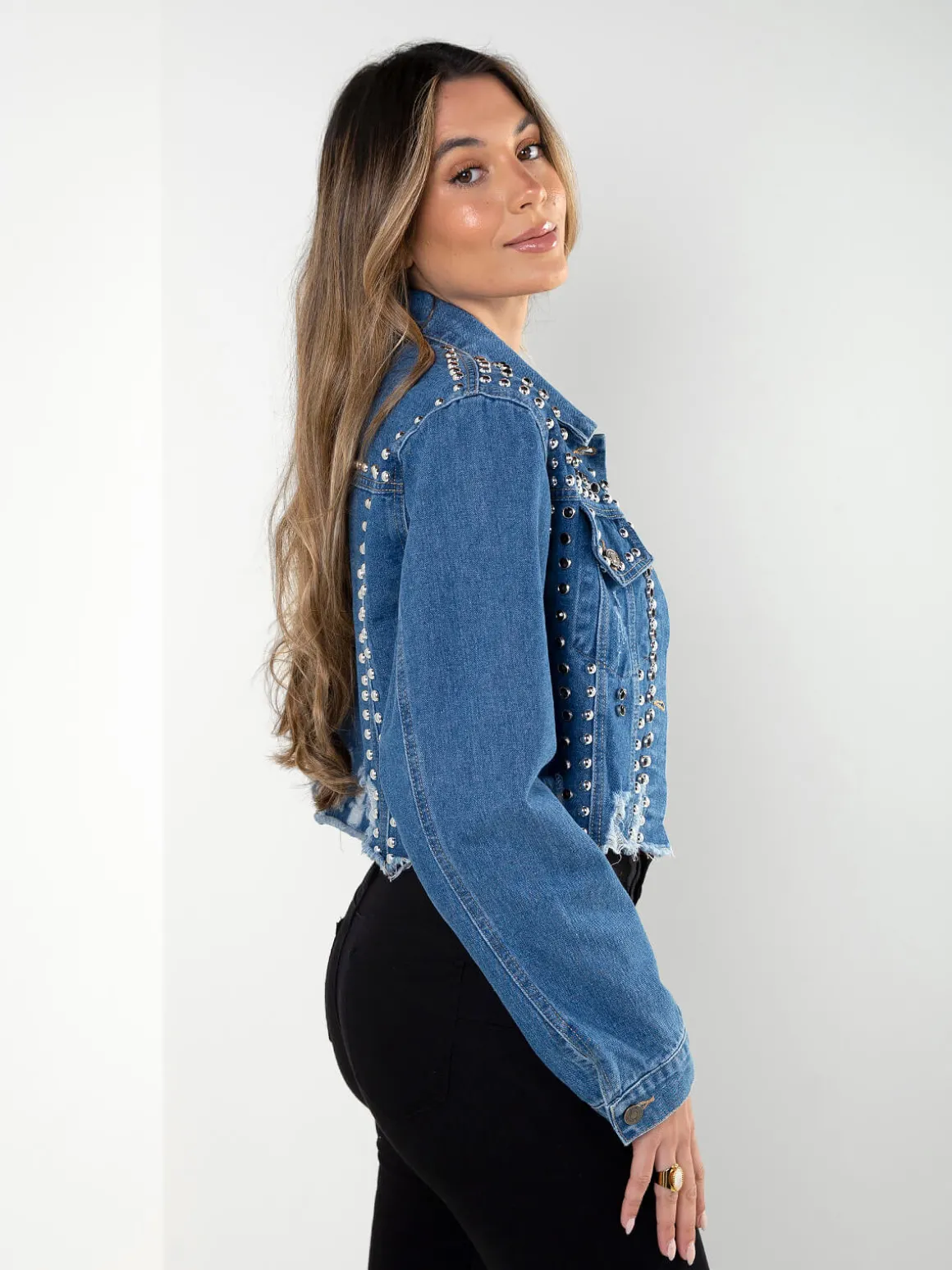 Blusão ganga com tachas