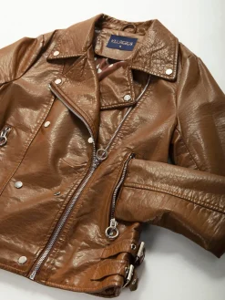 Blusão motard camel com fivelas