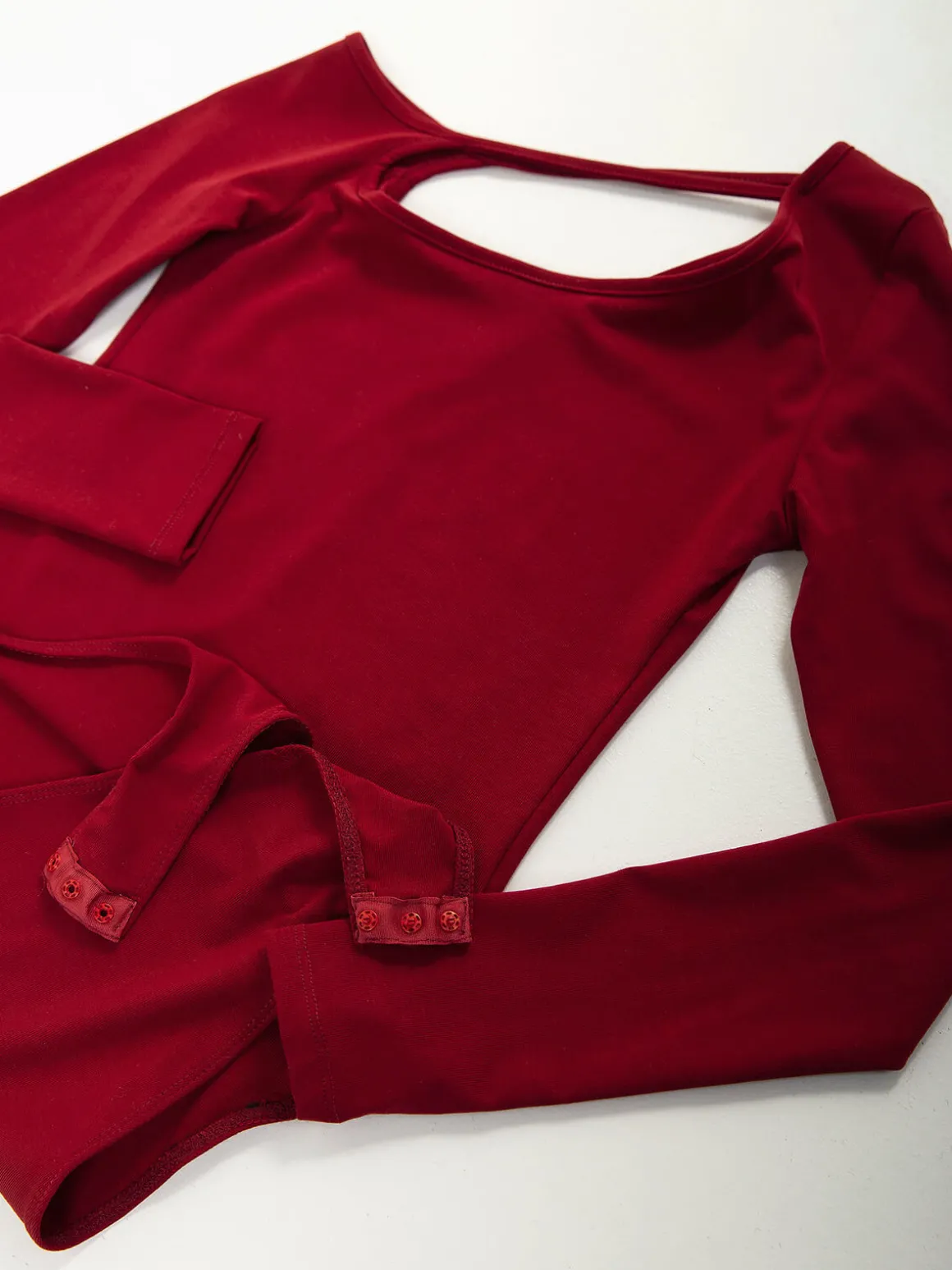 Body bordeaux algodão manga comprida