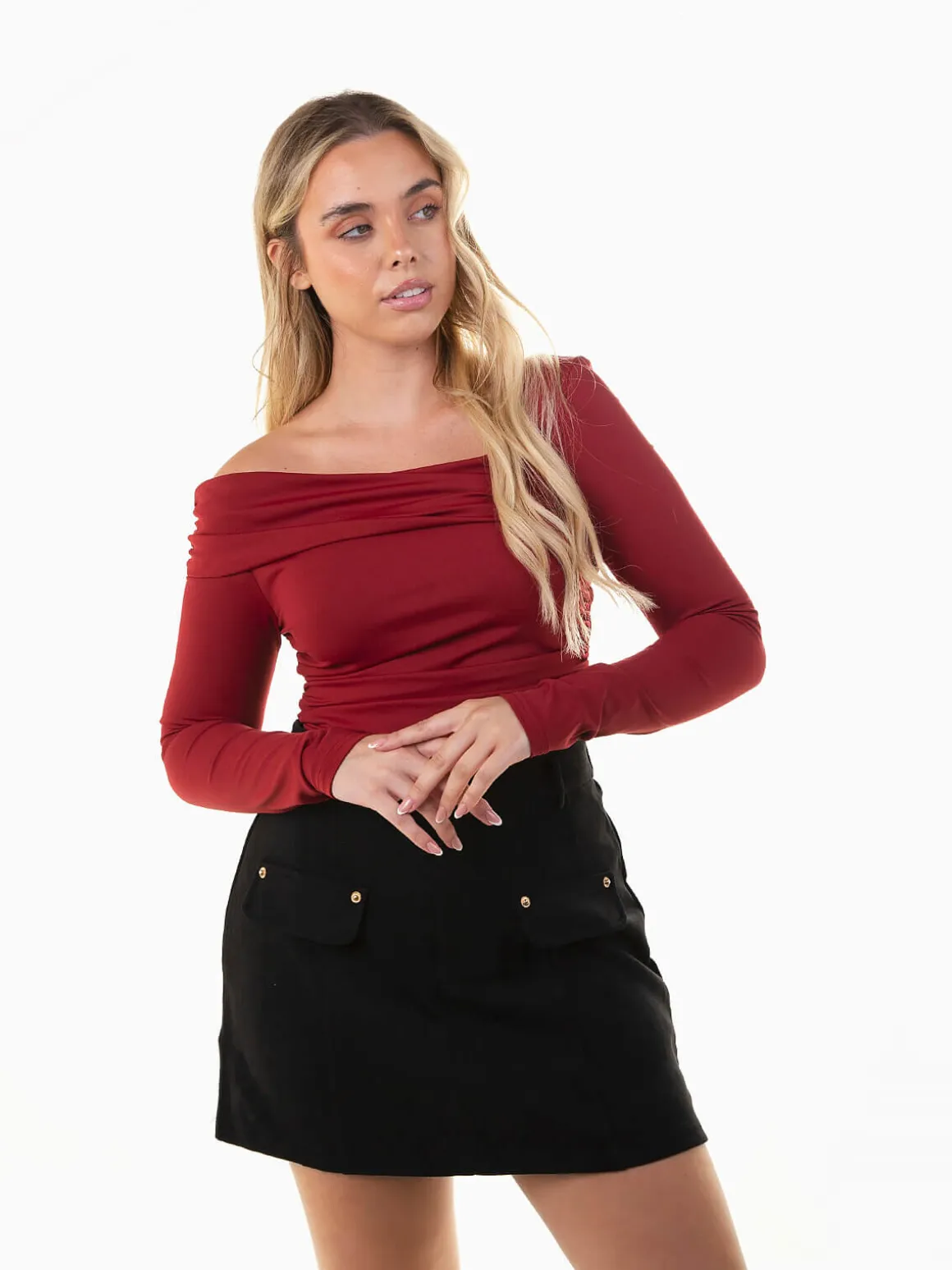 Body elástico decote assimétrico