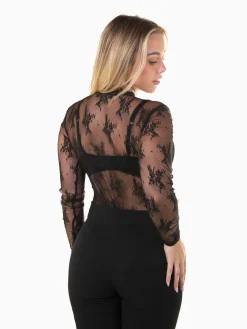 Body preto renda em V