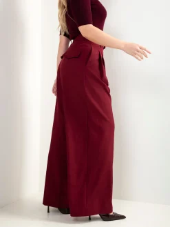 Calças alfaiataria cintura alta com pregas