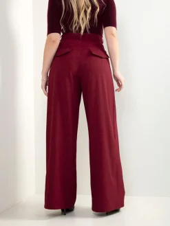 Calças alfaiataria cintura alta com pregas