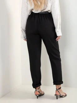 Calças alfaiataria com cinto e cintura elástica