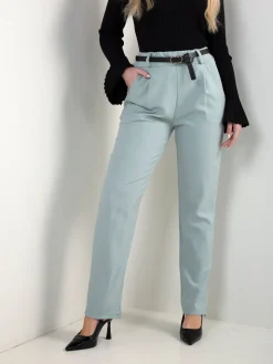 Calças alfaiataria com cinto e cintura elástica