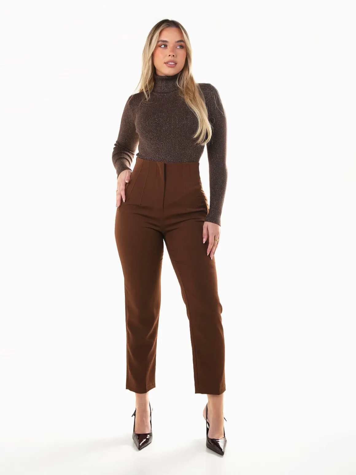 Calças alfaiataria de cintura alta