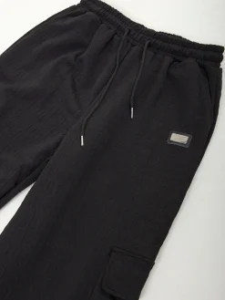 Calças cargo malha com cintura elástica