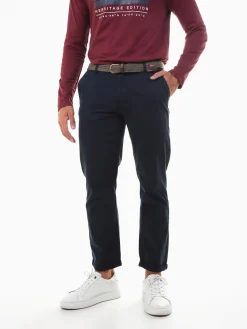 Calças chino azul marinho com cinto