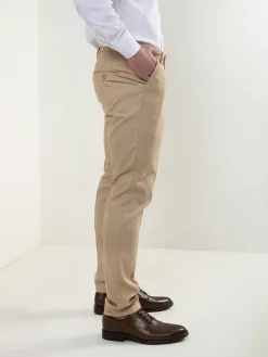 Calças chino bege com micro padrão