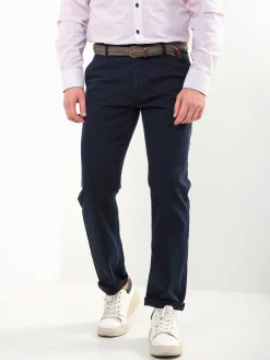 Calças chino sarja com cinto