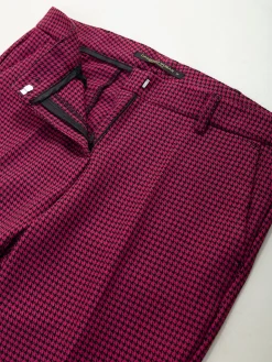 Calças cintura alta pied-de-poule