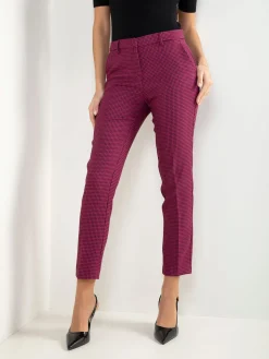 Calças cintura alta pied-de-poule