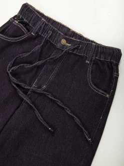 Calças de ganga balloon com cintura elástica