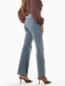 Calças de ganga straight fit cintura alta