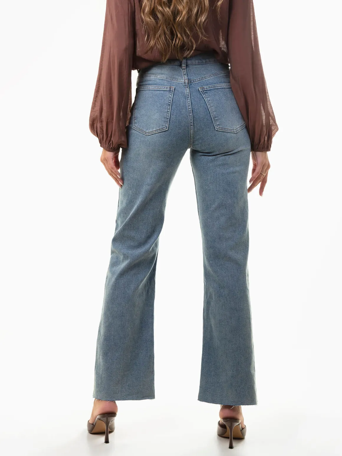 Calças de ganga straight fit cintura alta